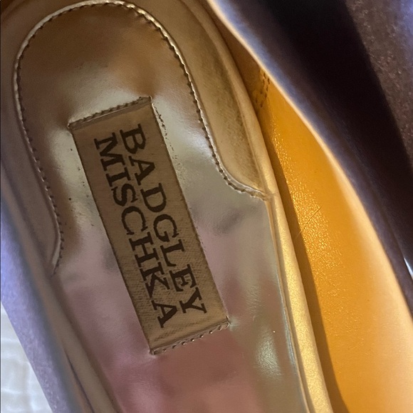 Badgley Mischka Purple Satin Heels with Crystal Embellishment - Picture 2 of 8
